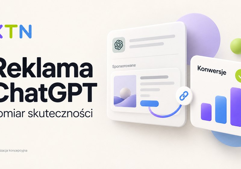 Schemat pomiaru kampanii w ChatGPT łączący kliknięcia, konwersje, klientów i zwrot z wydatków.
